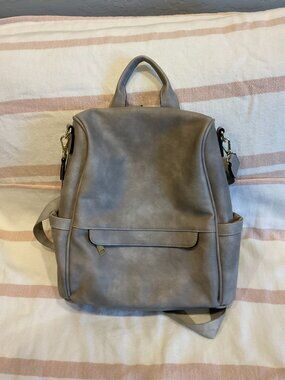 CLUCI Vegan Leather Backpack Taupe Gray Gold Hardware